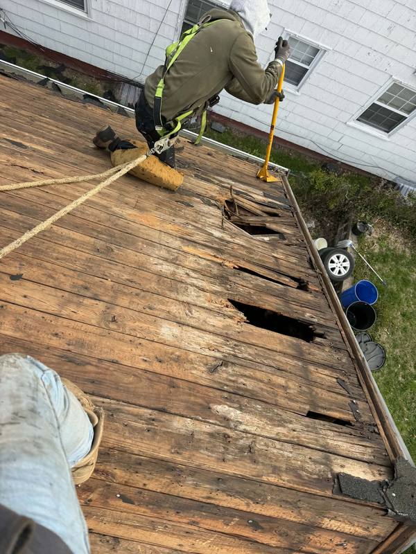 Severely damaged roof — emergency repair