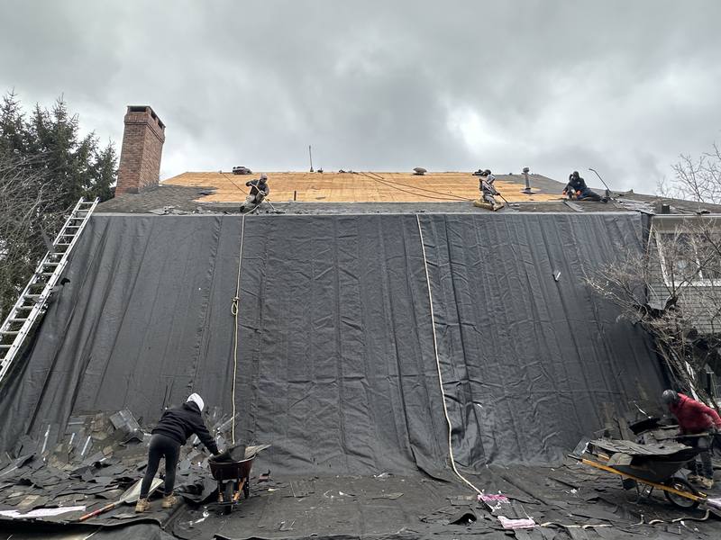 Full crew tear-off with protective tarping