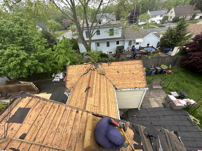 Aerial view — full roof deck installation